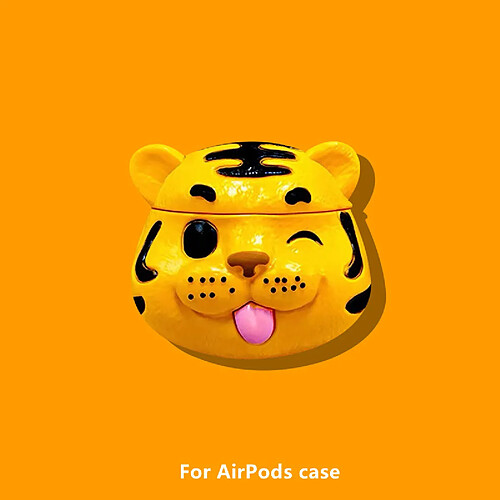 GUPBOO Airpods Coque Housse Étui Protecteur Compatible pour AirPods 3-dessin animé mignon de tête de tigre