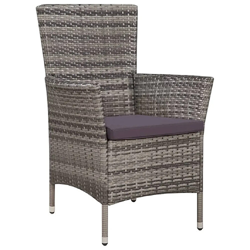 Maison Chic Mobilier de bistro et chaises de jardin 3 pcs Résine tressée Gris -GKD439099