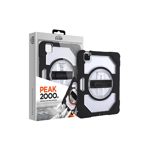 EIGER Peak Coque robuste avec béquille rotative à 360° pour iPad Pro 11 (2021) Noir/transparent 2000 m