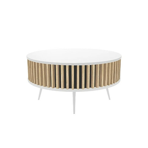 Vivaldi Table Basse Reda Blanc Chene Artisan 90 cm