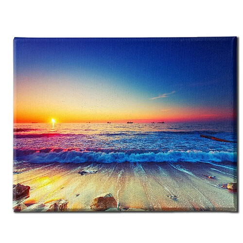 EPIKASA Impression sur Toile Coucher de Soleil sur la Mer, Multicouleur, Polyester, 100x3x70 cm