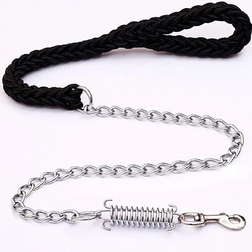 Universal Ceinture de chien en nylon super forte de 130 cm Collier de chien réglable double rangée en toile verte pour chien moyen et grand avec amortisseur à ressort | Ceinture (noir)