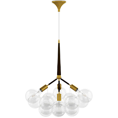 ICONIK INTERIOR Lustre de plafond en boules de verre - Suspension design - 12 globes - Glaub Marron