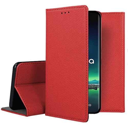 Htdmobiles Housse pour Motorola Edge 40 Neo - etui coque pochette portefeuille + verre trempe - ROUGE MAGNET