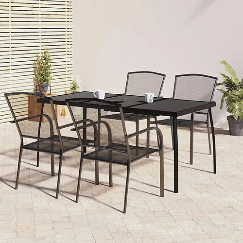 Salle à manger de jardin 5 pcs,Table et chaise à dîner anthracite acier -MN73524