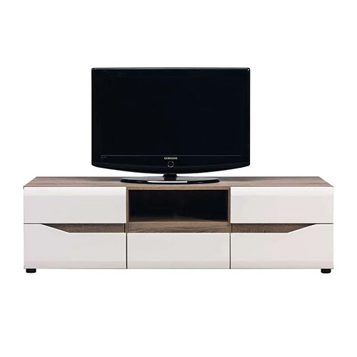 Dansmamaison Meuble TV 150 cm Blanc/Chêne - ONIEL