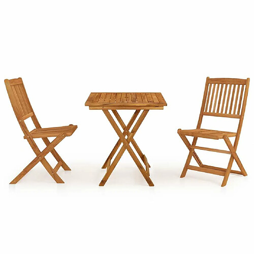 Maison Chic Mobilier à dîner pliable 3 pcs de jardin - Ensemble table et chaises d'extérieur - Salon/Mobilier de jardin classique Bois d'acacia solide -MN77382