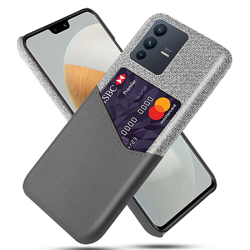 Coque en TPU + PU anti-griffes avec porte-carte, gris pour votre Vivo S12/V23 5G