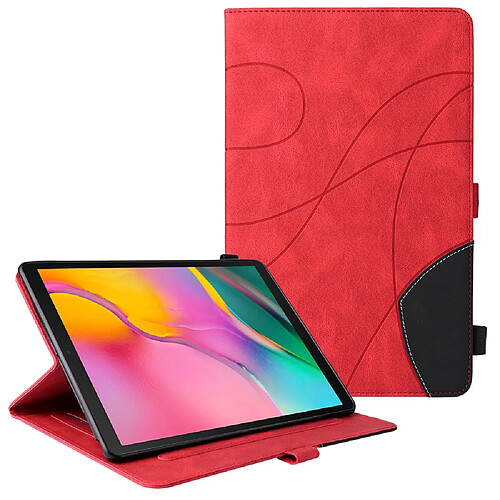 Etui en PU bicolore avec support et porte-cartes rouge pour votre Samsung Galaxy Tab A 10.1 (2019)/T510/T515