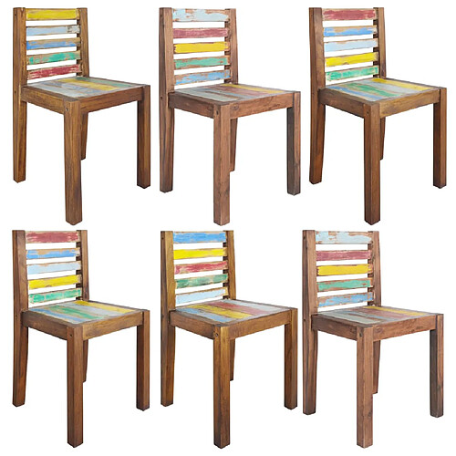 vidaXL Chaises à manger lot de 6 bois de récupération solide