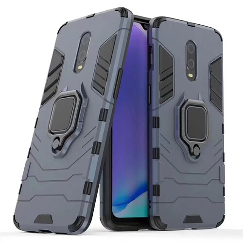 Wewoo Coque PC + TPU Housse de protection antichoc avec support d'anneau magnétique pour OnePlus 7 bleu marine