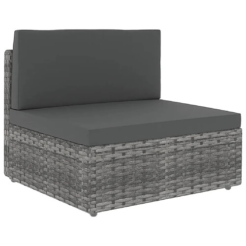 Maison Chic Salon de jardin 9 pcs + coussins - Mobilier/Meubles de jardin - Table et chaises d'extérieur Gris Résine tressée -MN33694