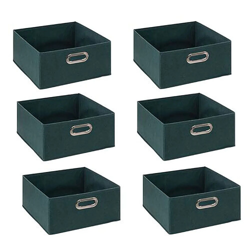 Five Simply Smart Lot de 6 boites de rangement en tissu - 31x31x15cm - Bleu Pétrol