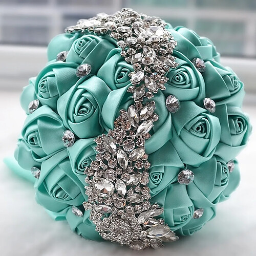 Wewoo Mariage tenant des fleurs bouquet vert de mariée accessoires demoiselle d'honneur strass partie décoration de fournitures