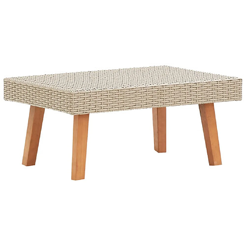 vidaXL Table basse de jardin Résine tressée Beige