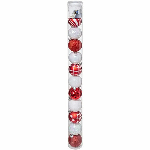 Lot de 12 Boules de Noël Colorama 6cm Rouge & Blanc