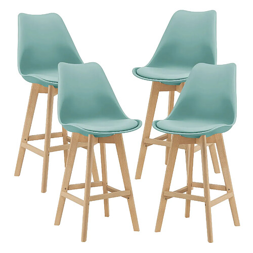 Helloshop26 Lot de 4 tabourets de bar plastique synthétique hêtre 105x48x58 cm vert 03_0008719