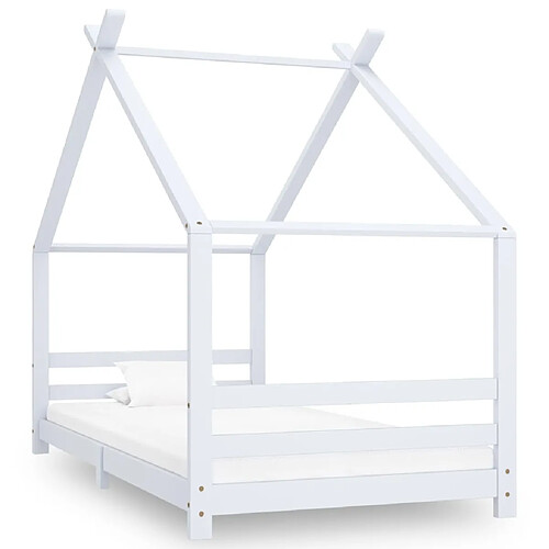 vidaXL Cadre de lit d'enfant Blanc Bois de pin massif 90x200 cm