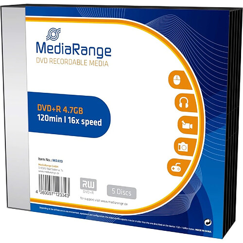 MediaRange DVD+R 4.7GB I 120min, 16x speed,