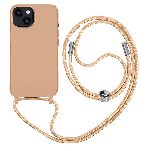 Avizar Coque Cordon iPhone 14 Semi-rigide avec Lanière Tour du Cou 80cm rose