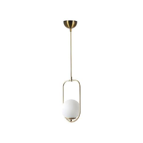 Vente-Unique Suspension en métal avec globe - D. 18 x H. 80 cm - Blanc et cuivre - KOHANN