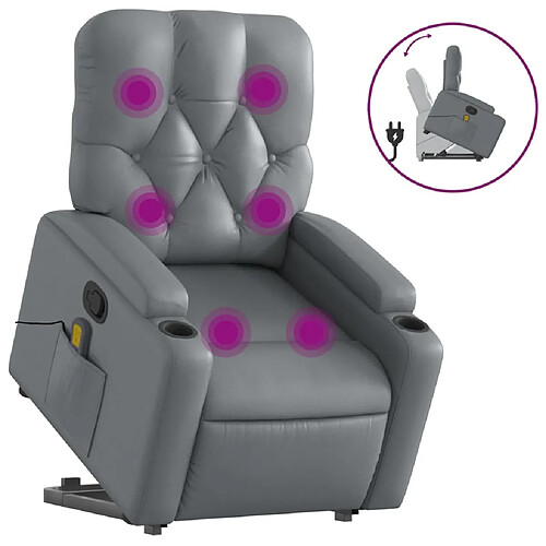 Maison Chic Fauteuil Relax pour salon, Fauteuil inclinable de massage Gris Similicuir -GKD15254