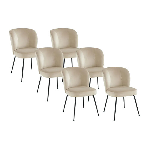 Vente-Unique Lot de 6 chaises en velours et métal - Beige - POLPONA