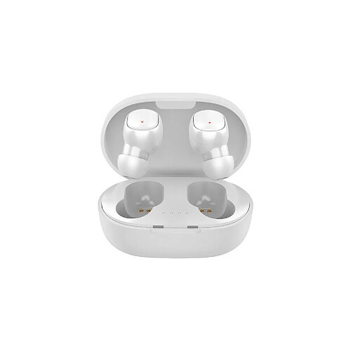 Chrono Oreillette Bluetooth avec boîtier de charge, deux microphones haute définition, assistant vocal compatible, commande tactile(Blanc)