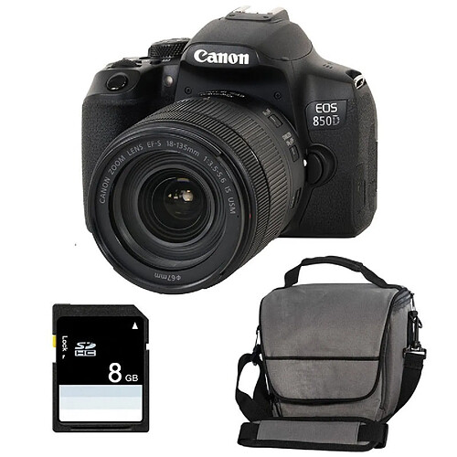 PACK CANON EOS 850D + 18-135 IS STM + Sac + SD 4Go