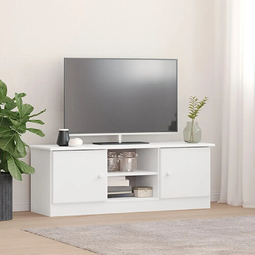 vidaXL Meuble TV ALTA blanc 112x35x41 cm bois massif de pin