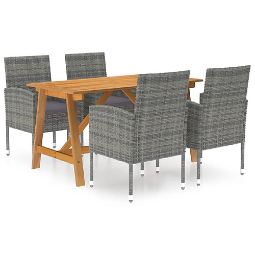 Salle à manger de jardin 5 pcs,Table et chaise à dîner Gris -MN23390