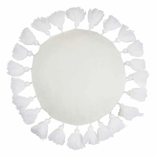 Paris Prix Coussin Rond Déco Floches 45cm Blanc