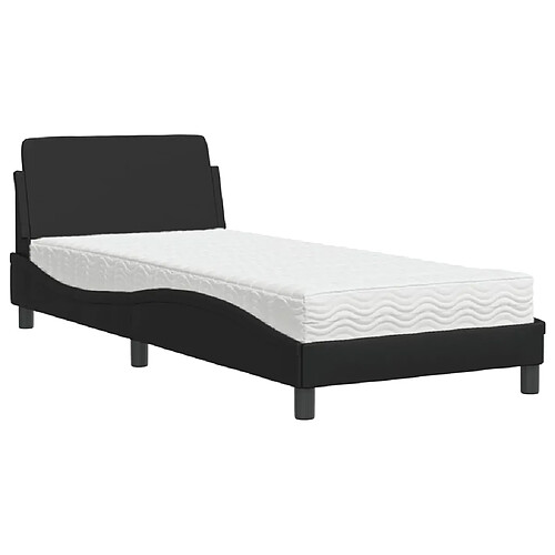 Vidaxl Lit avec matelas noir 80x200 cm similicuir