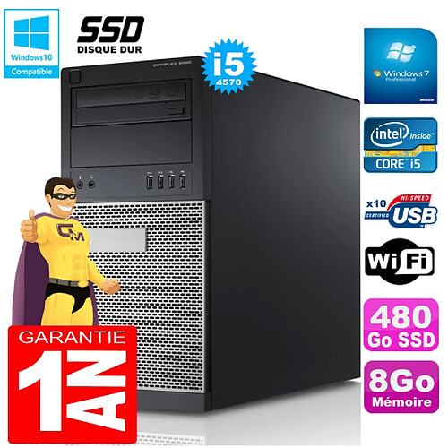 PC Tour DELL 9020 Core I5-4570 Ram 8Go Disque 480 Go SSD Graveur DVD Wifi W7 · Occasion