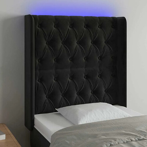 Maison Chic Tête de lit scandinave à LED,meuble de chambre Noir 83x16x118/128 cm Velours -MN39438