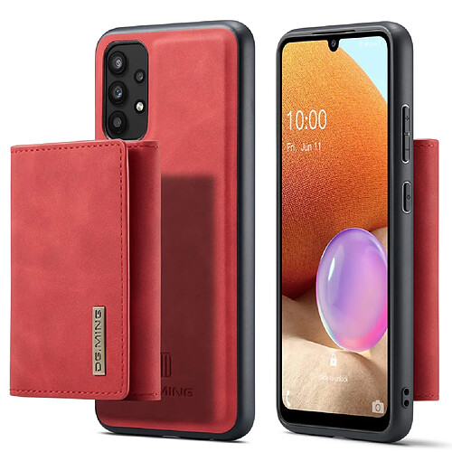 Dg.Ming Coque en TPU + PU magnétique, hybride avec béquille rouge pour votre Samsung Galaxy A32 4G (EU Version)