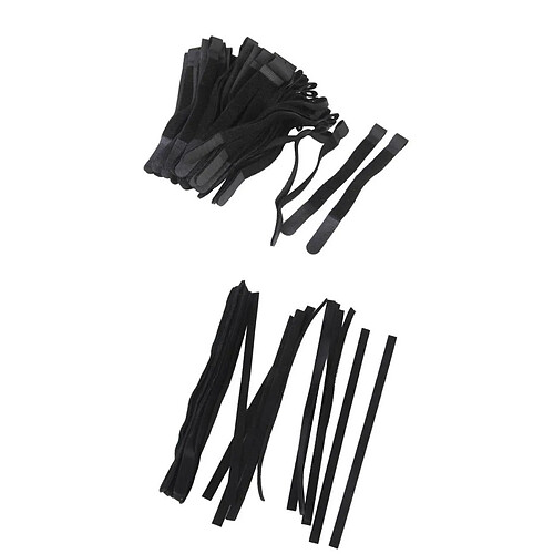 Nylon Sangles Câble Cravate Crochet De Corde Métallique Et Boucle Organisateur 80pcs + 50Pcs Noir