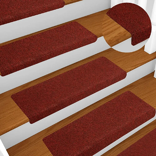 vidaXL Tapis de marches d'escalier 5 pcs Bordeaux 65x21x4cm Aiguilleté