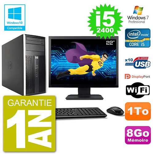 PC HP 6300 MT Ecran 22" Core i5-2400 RAM 8Go Disque 1To Graveur DVD Wifi W7 · Occasion