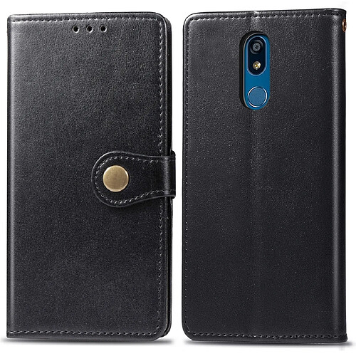 Wewoo Housse Coque Etui en cuir de couleur unie pour téléphone portable avec protection et lanièrecadre photo et fente carteporte-monnaie et support LG K40 noir