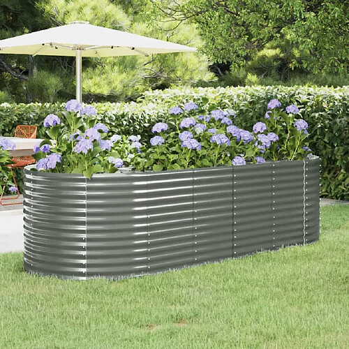 vidaXL Lit surélevé de jardin Acier enduit de poudre 249x100x68cm gris