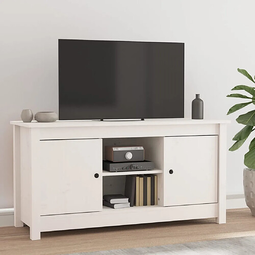 vidaXL Meuble TV Blanc 103x36,5x52 cm Bois de pin massif