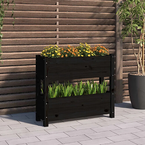 vidaXL Jardinière Noir 77x25x66 cm Bois massif de pin