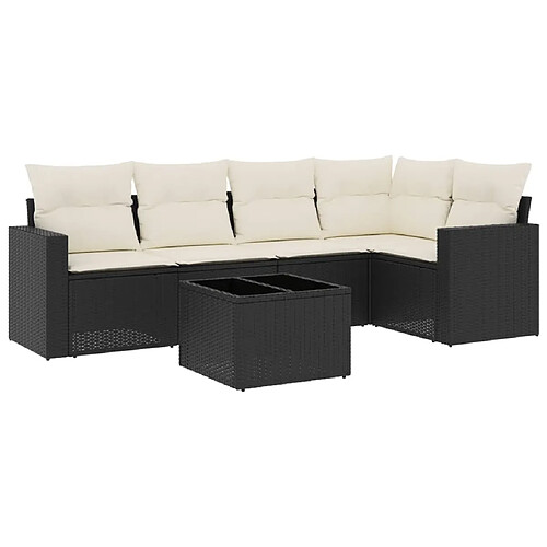 Maison Chic Salon de jardin 6 pcs avec coussins | Ensemble de Table et chaises | Mobilier d'Extérieur noir résine tressée -GKD11757