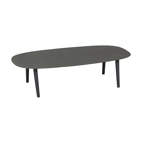 Aubry Gaspard Table basse ovale en métal texturé noir.