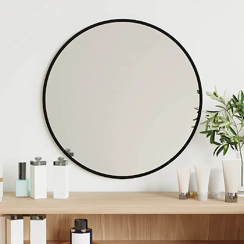 vidaXL Miroir mural Noir Ø 40 cm Rond