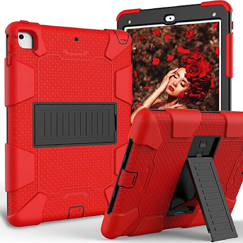 Wewoo Coque Souple de protection en silicone bicolore antichoc pour iPad 9.7 2018 et 9.7 2017 & Air 2 avec support rouge + noir