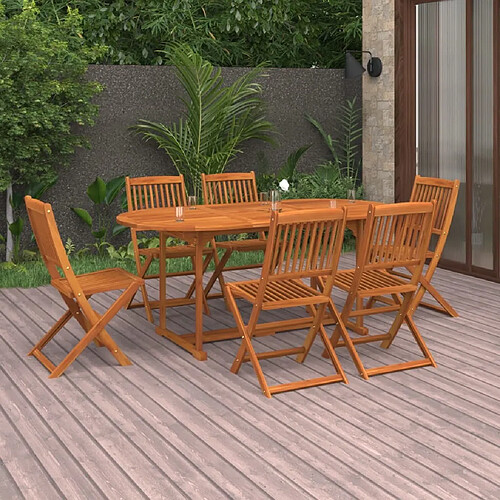 Ensemble à manger de jardin 7 pcs,Table et chaise à dîner bois d'acacia massif -MN56262