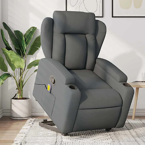 vidaXL Fauteuil de massage inclinable Gris foncé Tissu