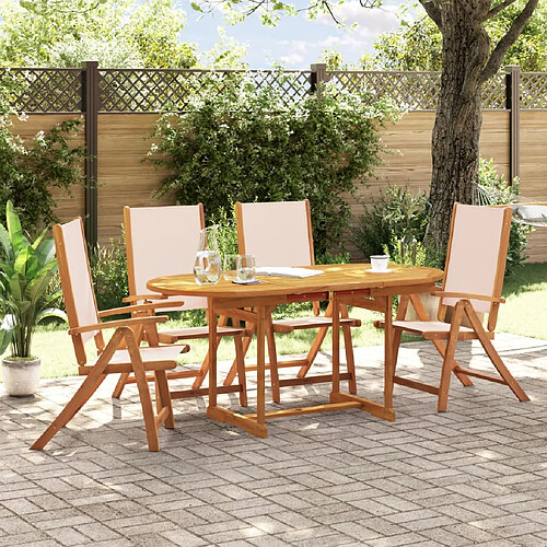 vidaXL Ensemble à manger de jardin 5pcs bois d'acacia solide textilène